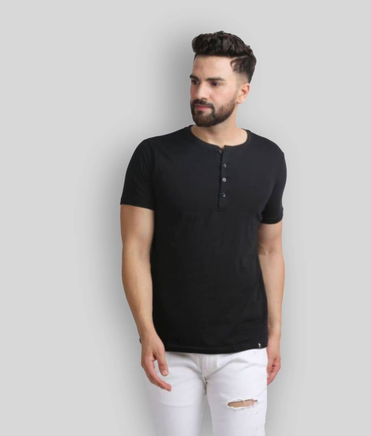 Leotude Pack of 1 Cotton Blend Regular Fit Men's T-Shirt ( Black )