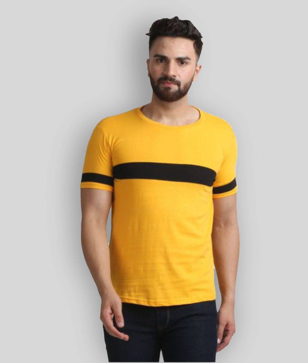     			Leotude Pack of 1 Cotton Blend Regular Fit Men's T-Shirt ( Yellow )