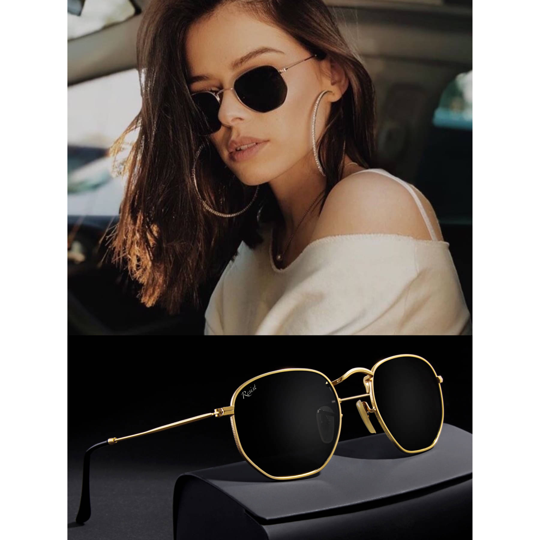 RESIST EYEWEAR Gold Rectangular Sunglasses ( Pack of 1 ) RESIST EYEWEAR Gold Rectangular Sunglasses ( Pack of 1 )