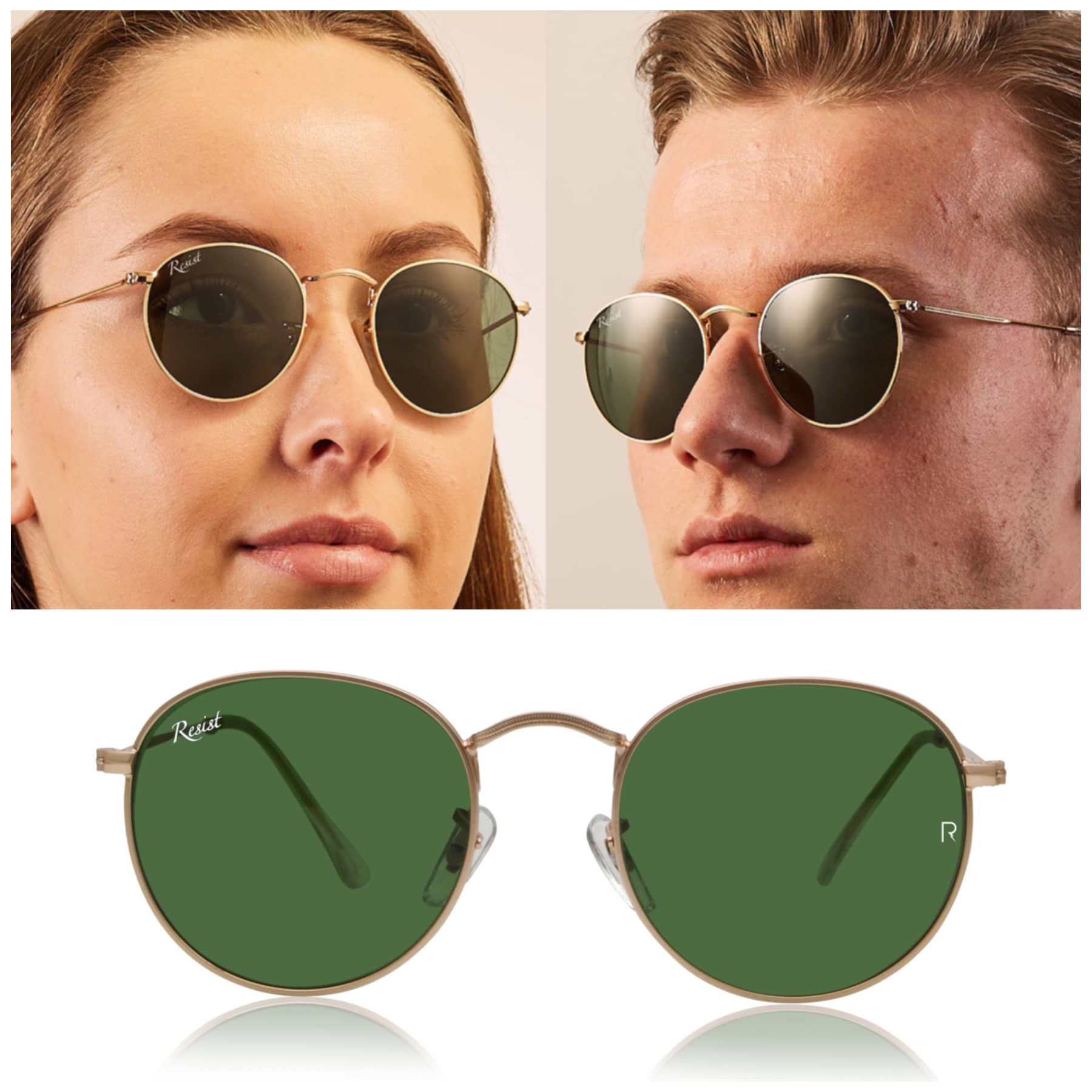 RESIST EYEWEAR Gold Round Sunglasses ( Pack of 1 ) - Sunglasses | Buy online on ZillyBuy