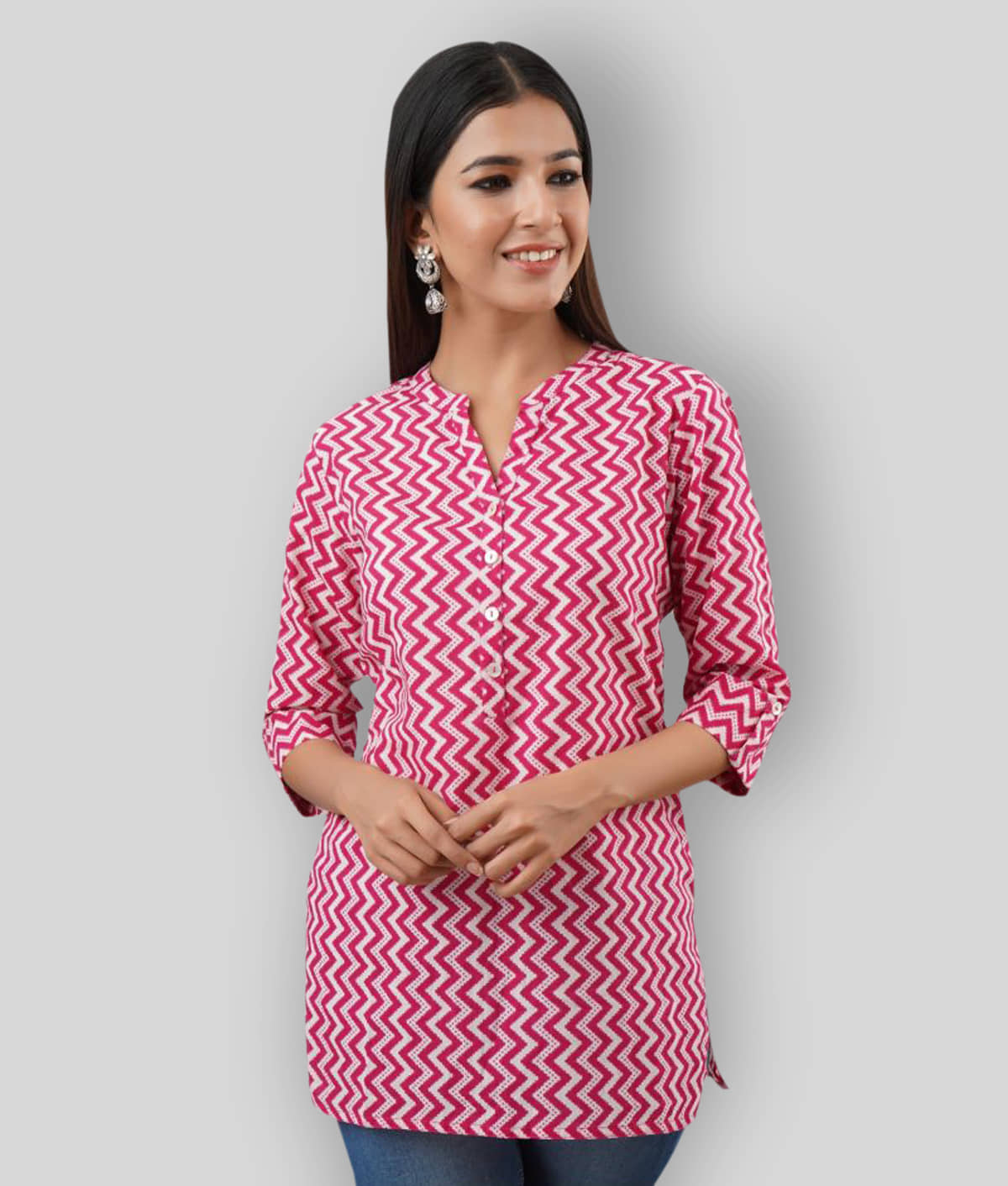 SVARCHI - Pink Cotton Blend Women's Tunic ( Pack of 1 )