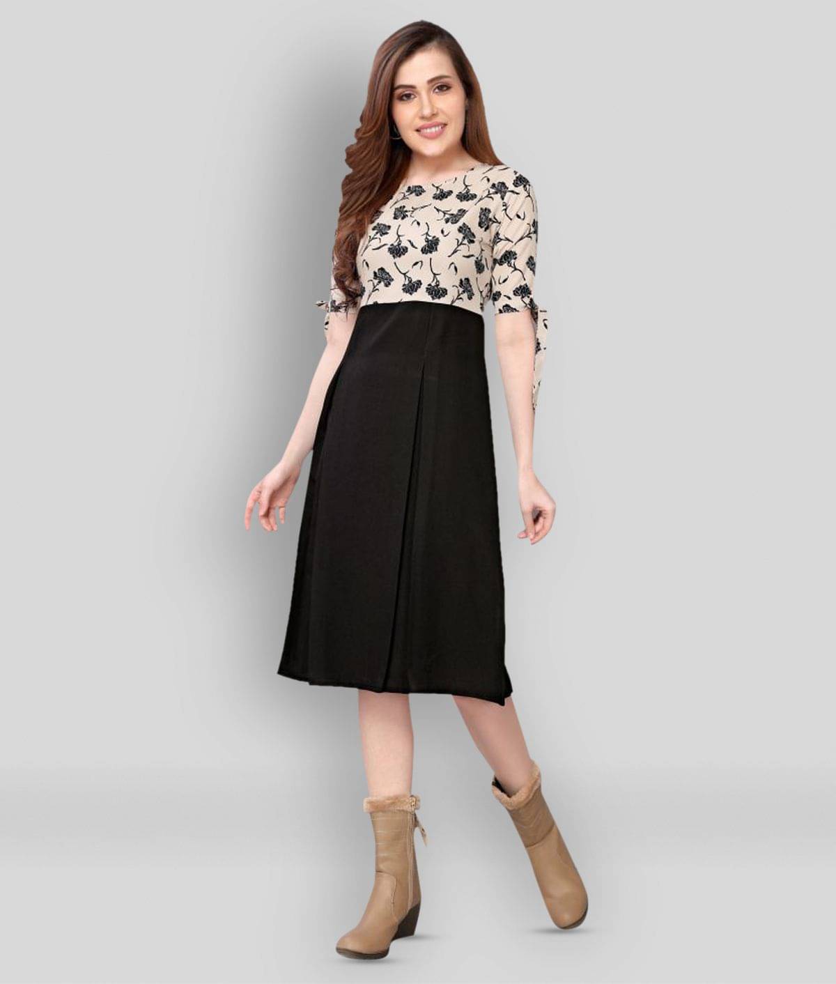 Selvia - Black Crepe Women's A- line Dress ( Pack of 1 ) Selvia - Black Crepe Women's A- line Dress ( Pack of 1 )