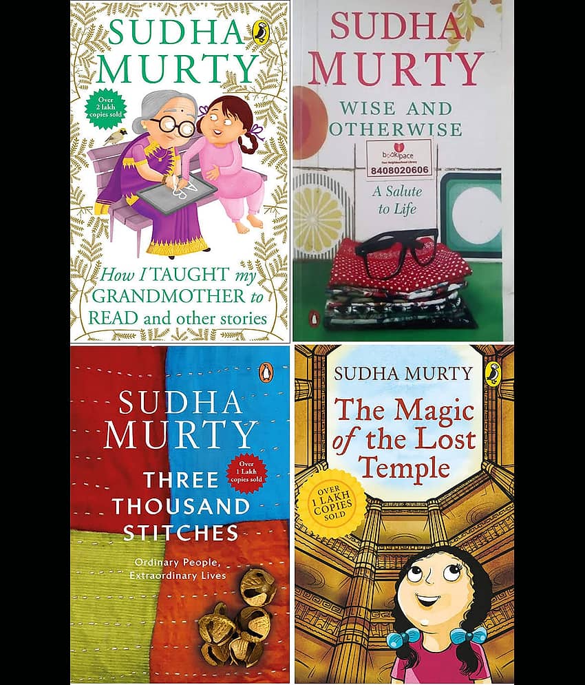 Sudha Murty 4 Books Combo: Wise and Otherwise + The Magic of lost Temple + How i taught my grandmother to read + Three Thousands Stitches - Stationery | Buy online on ZillyBuy