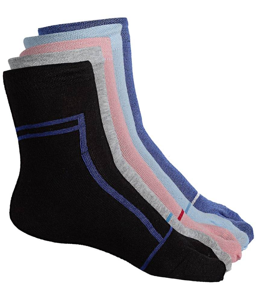 Texlon - Multicolor Cotton Women's Ankle Length Socks ( Pack of 5 ) Texlon - Multicolor Cotton Women's Ankle Length Socks ( Pack of 5 )