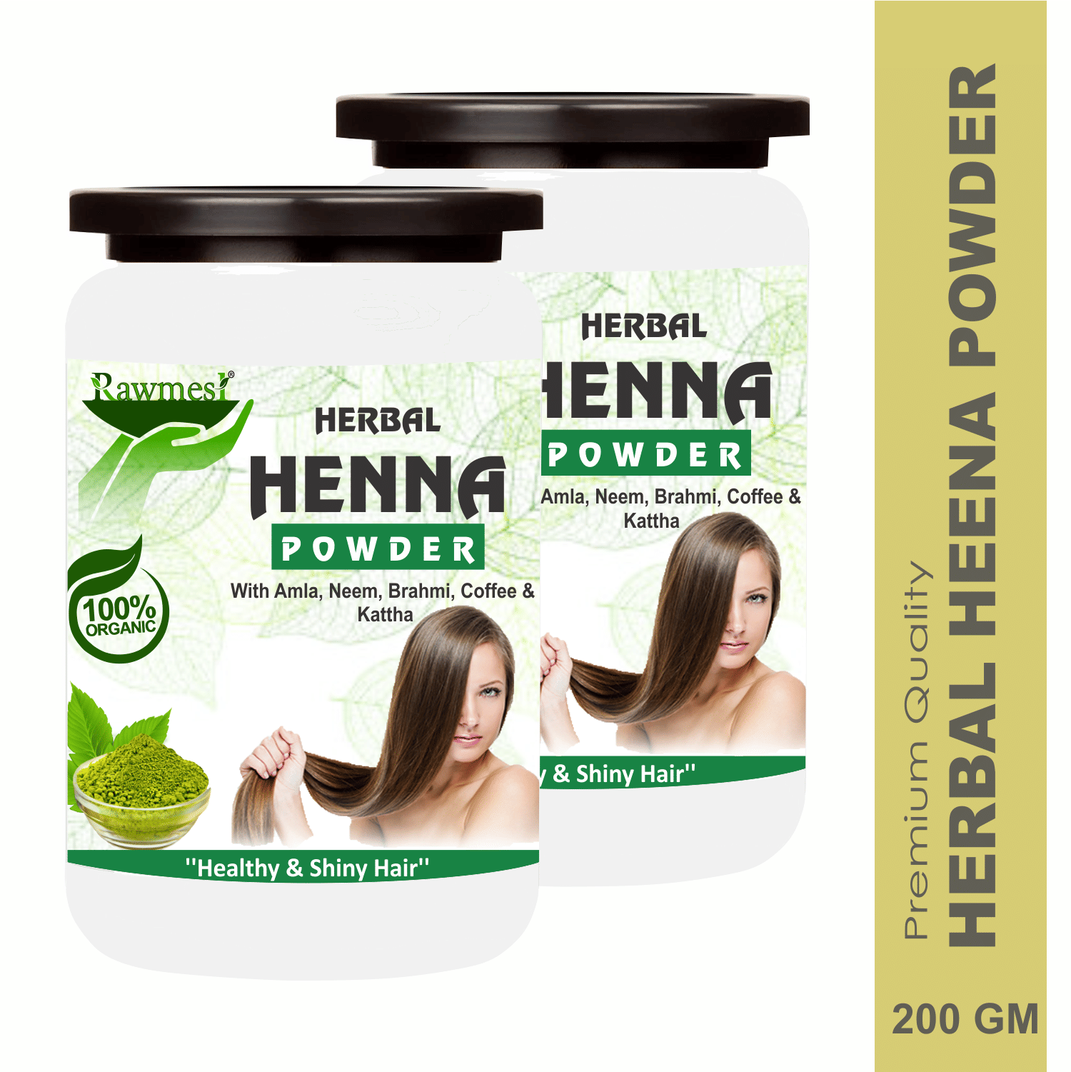 Rawmest Herbal Henna For Healthy & Shiny Hair Powder 200 Gm Pack of 2