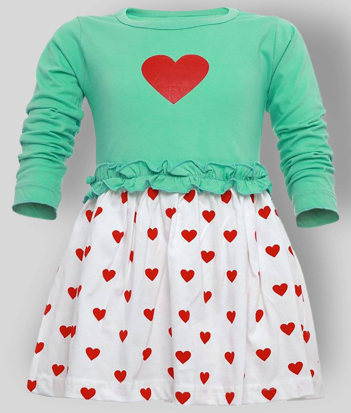     			CATCUB Baby Girls Cotton Frocks ( Green )