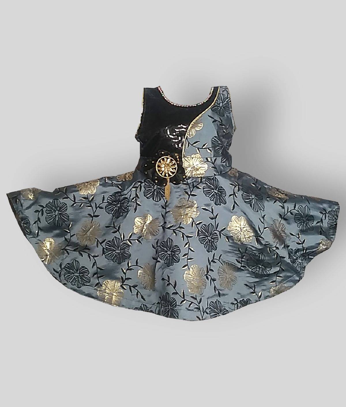     			harshvardhanmart.com Baby Girls Cotton Blend Frocks ( Grey )