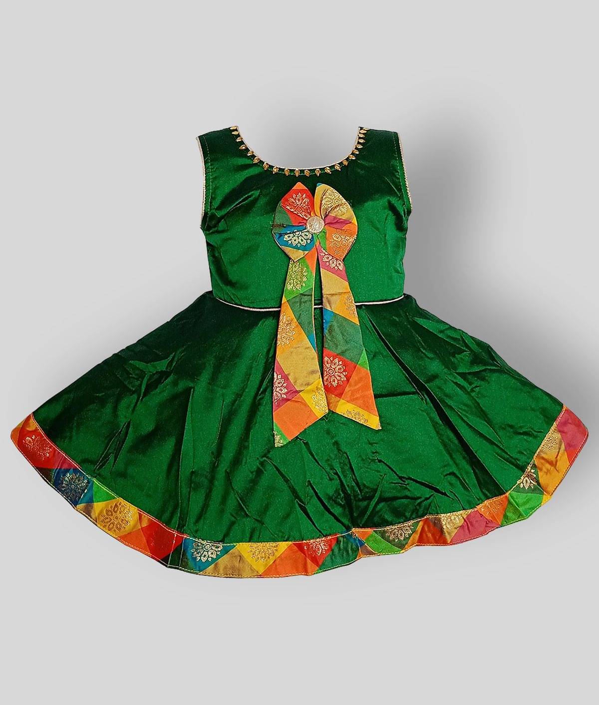     			harshvardhanmart.com Baby Girls Cotton Blend Frocks ( Green )