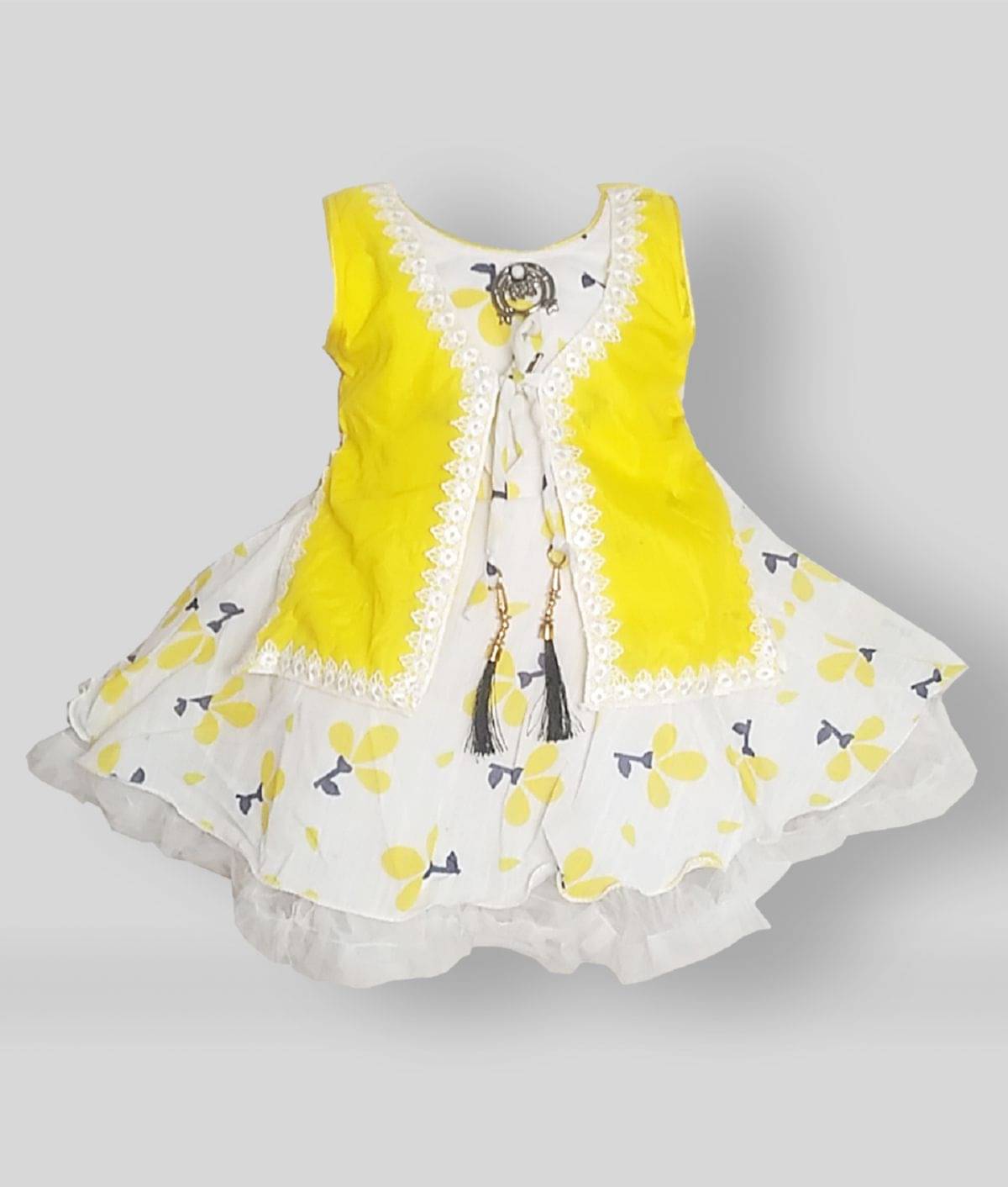     			harshvardhanmart Baby Girls Cotton Blend Frocks ( Yellow )