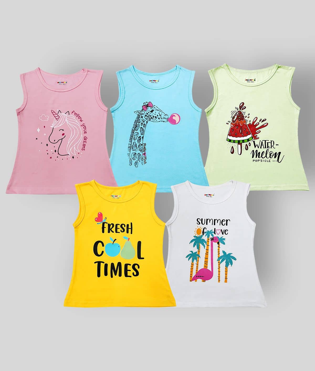 Kuchipoo Pack of 5 Girls Cotton Blend Combos ( Multicolor2 )
