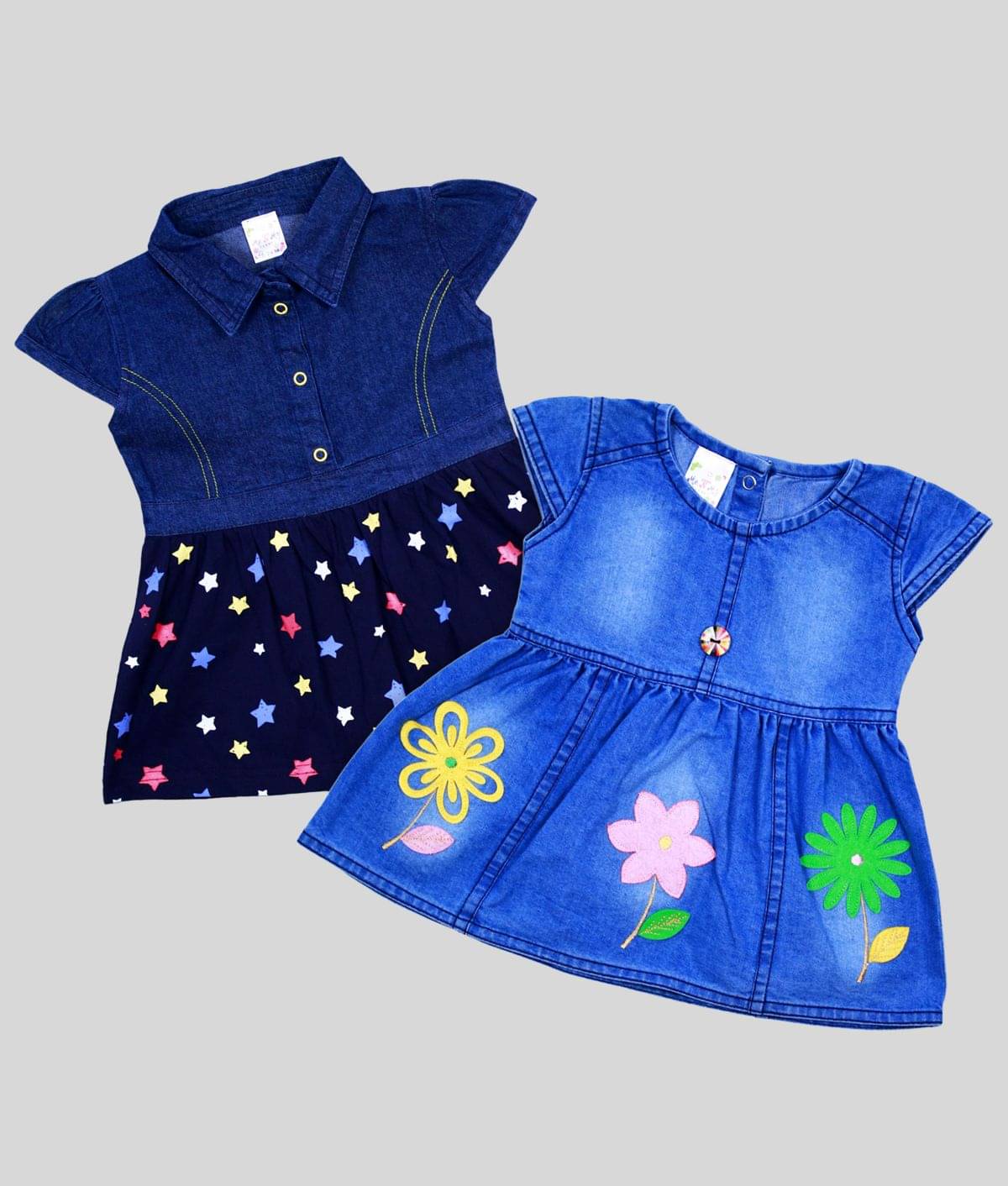     			Me N My CLOSET Pack of 2 Baby Girls Cotton Frock ( Multi )