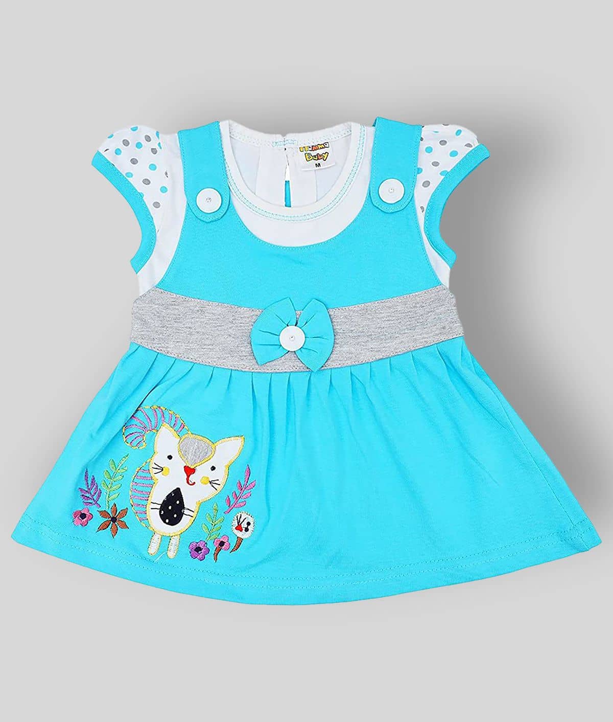 NammaBaby Pack of 1 Baby Girls Cotton Blend Dresses ( Blue )