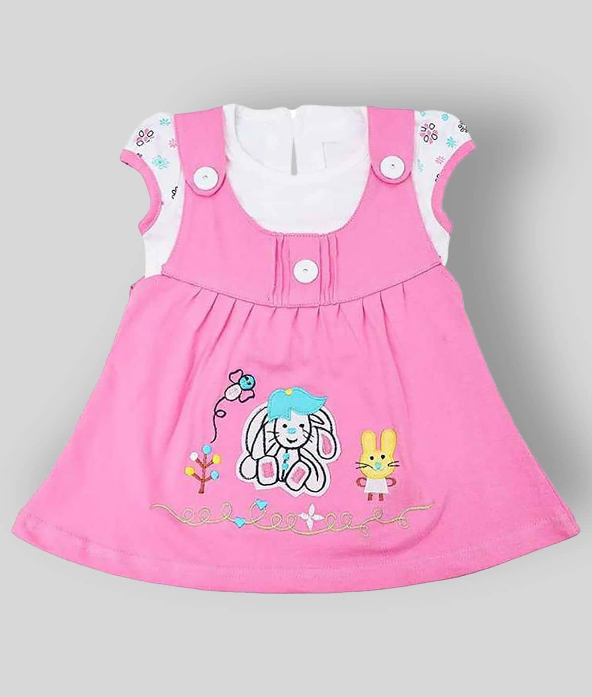 NammaBaby Pack of 1 Baby Girls Cotton Blend Dresses ( Pink )