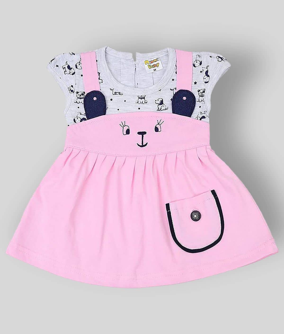 NammaBaby Pack of 1 Baby Girls Cotton Blend Dresses ( Pink )