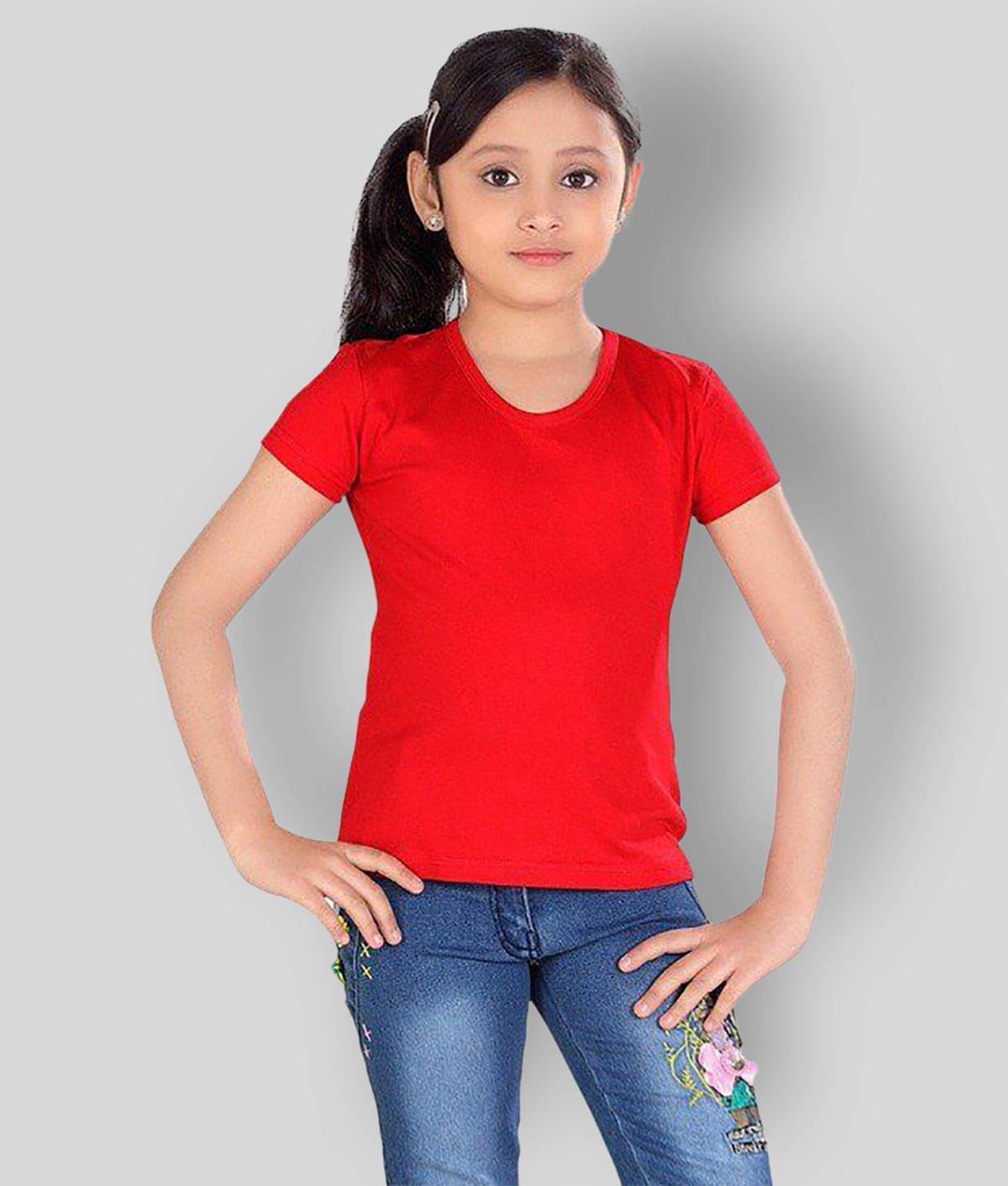     			Sini Mini Pack of 1 Girls Cotton Top ( Red )