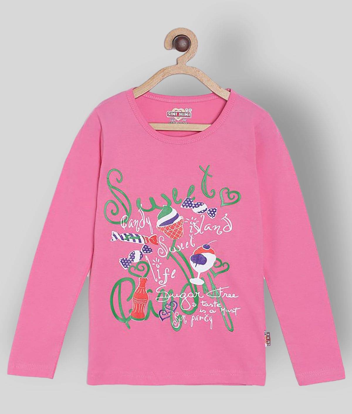     			Sinimini Pack of 1 Girls 100% Cotton T-Shirts ( Multi )