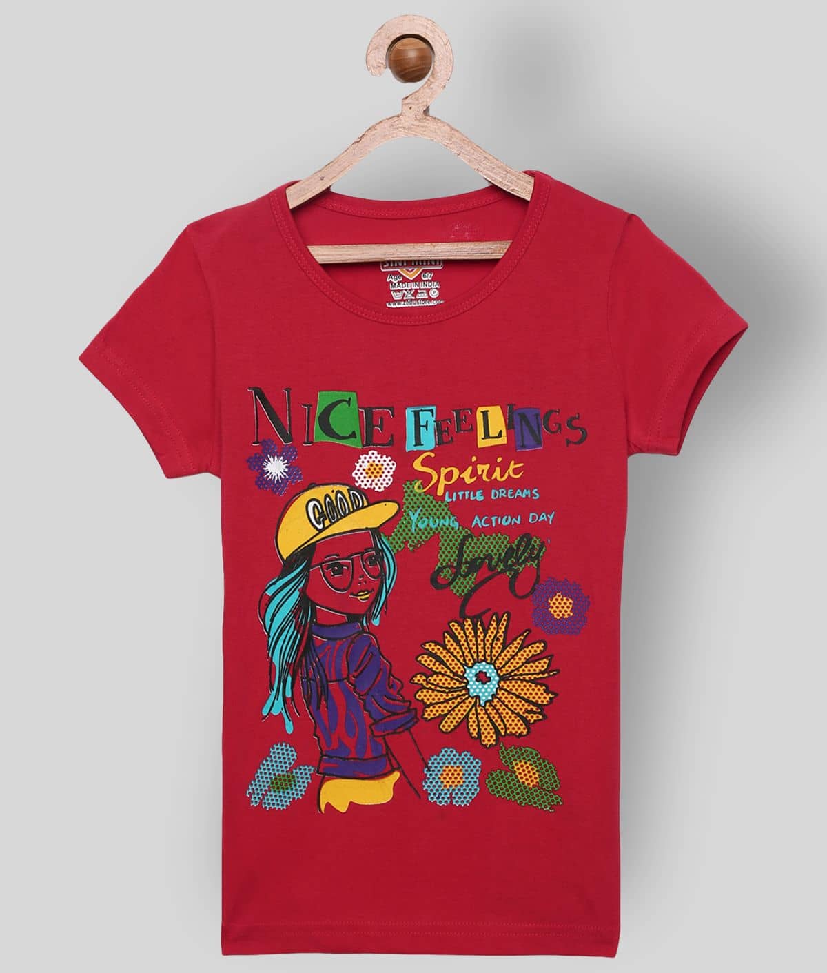 Sini Mini Pack of 1 Girls 100% Cotton T-Shirts ( Multicolor )