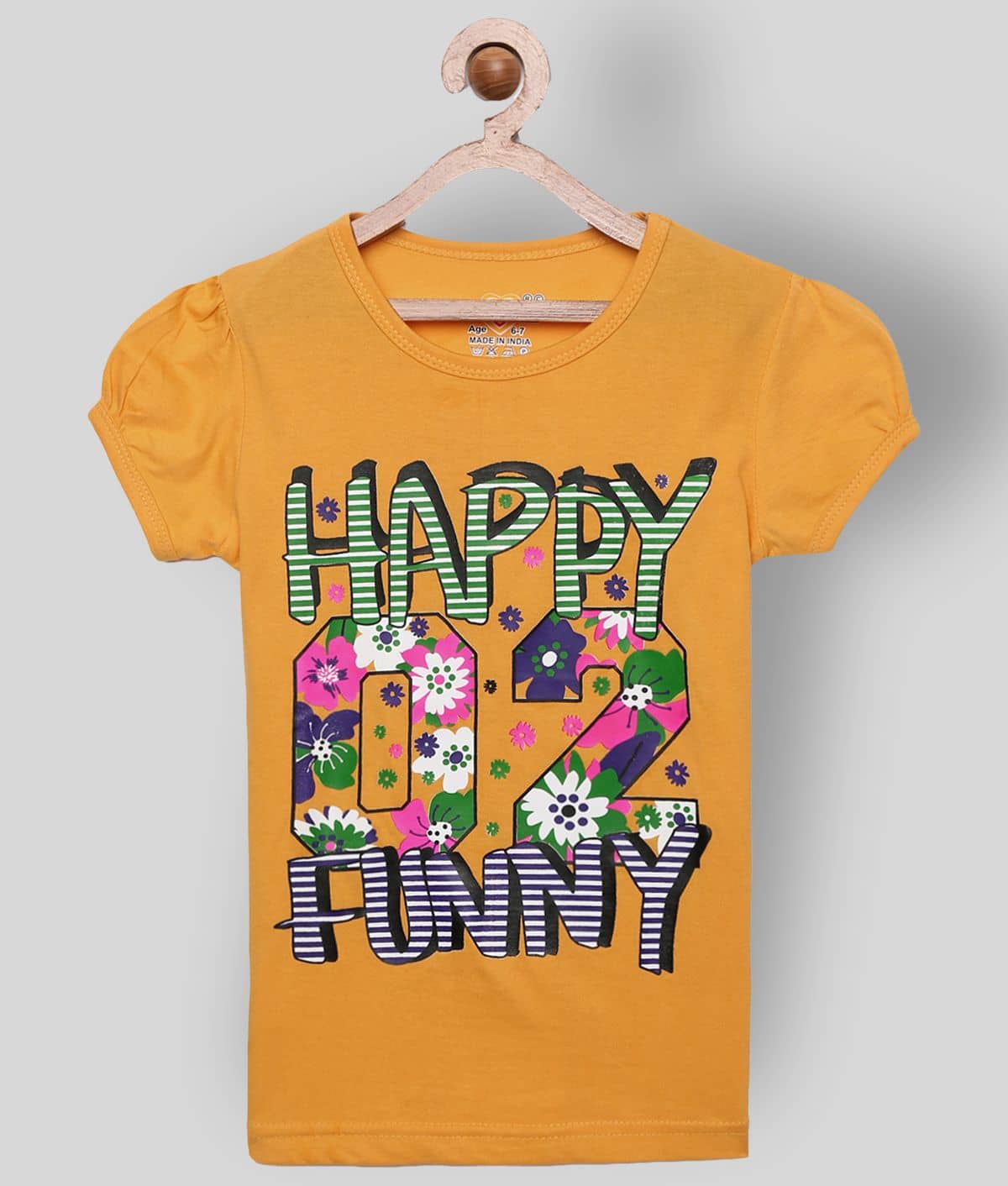 Sini Mini Pack of 1 Girls 100% Cotton T-Shirts ( Multicolor )