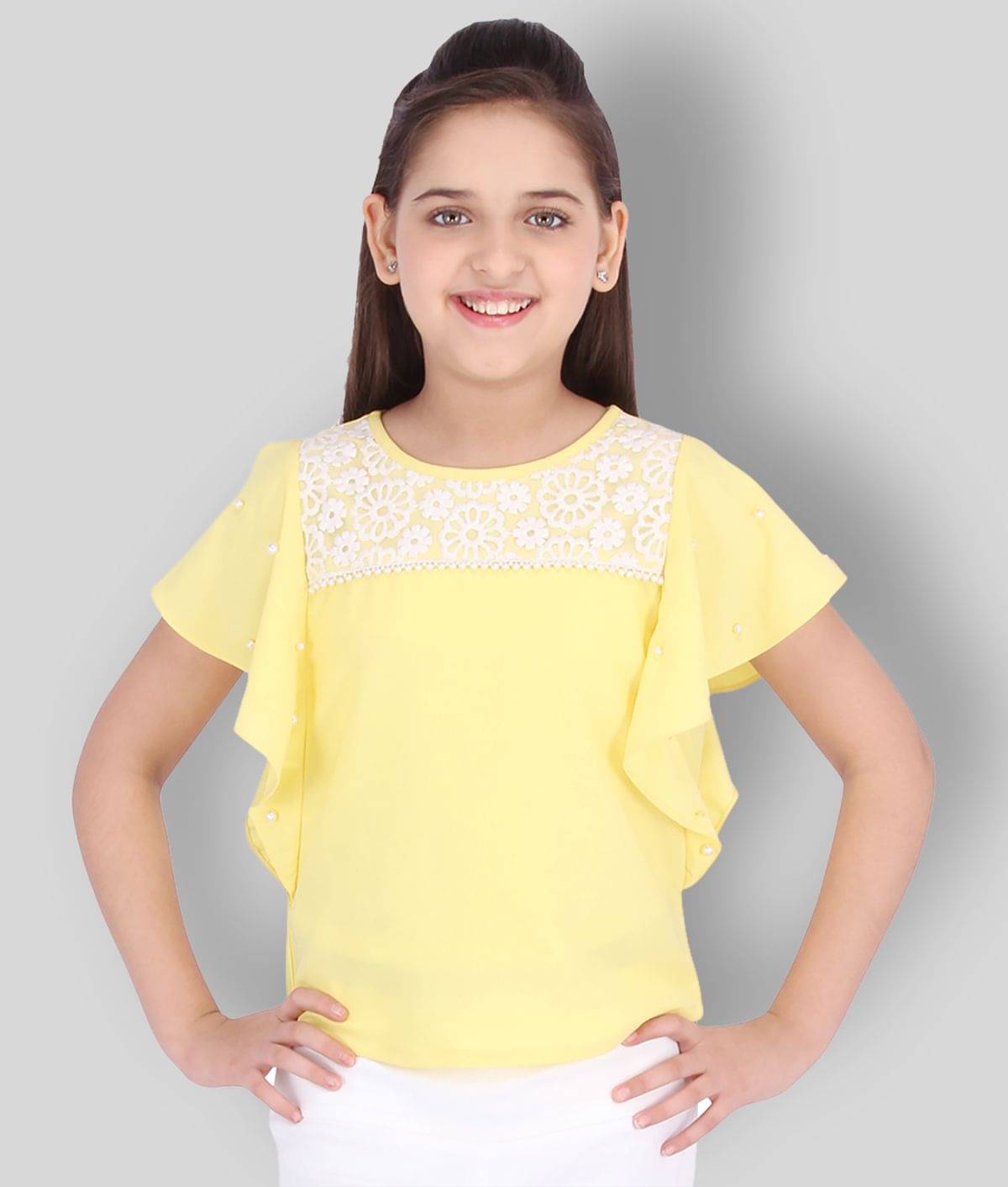     			Cutecumber Pack of 1 Girls Georgette Top ( Yellow )