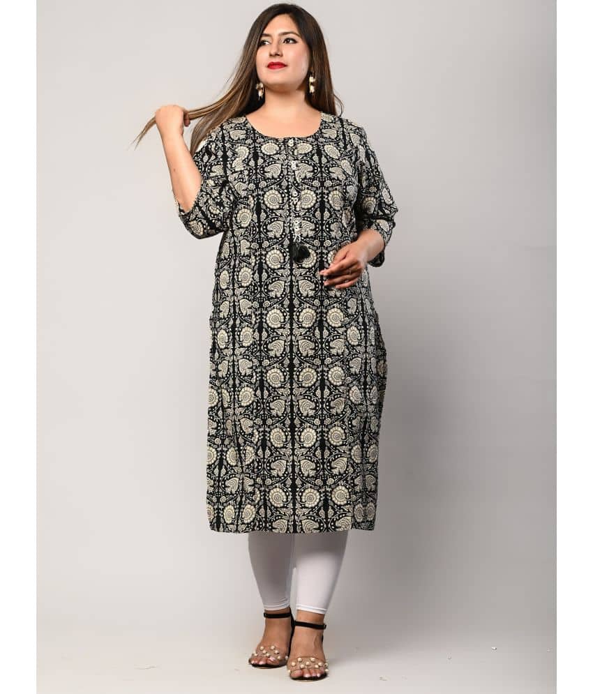 Swasti - Black Cotton Women's Straight Kurti ( Pack of 1 ) - Kurtis, Tunics | Buy online on ZillyBuy
