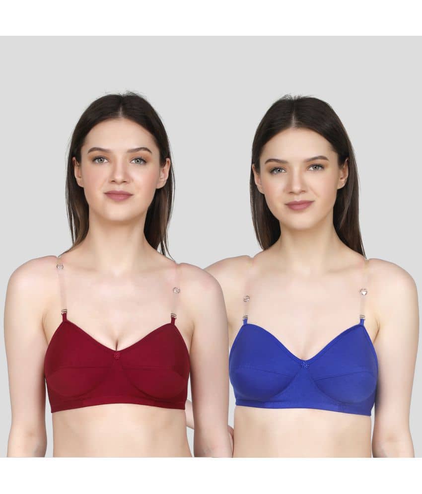 TCG Pack of 2 Cotton Blend Non Padded Women's Everyday Bra ( Blue )