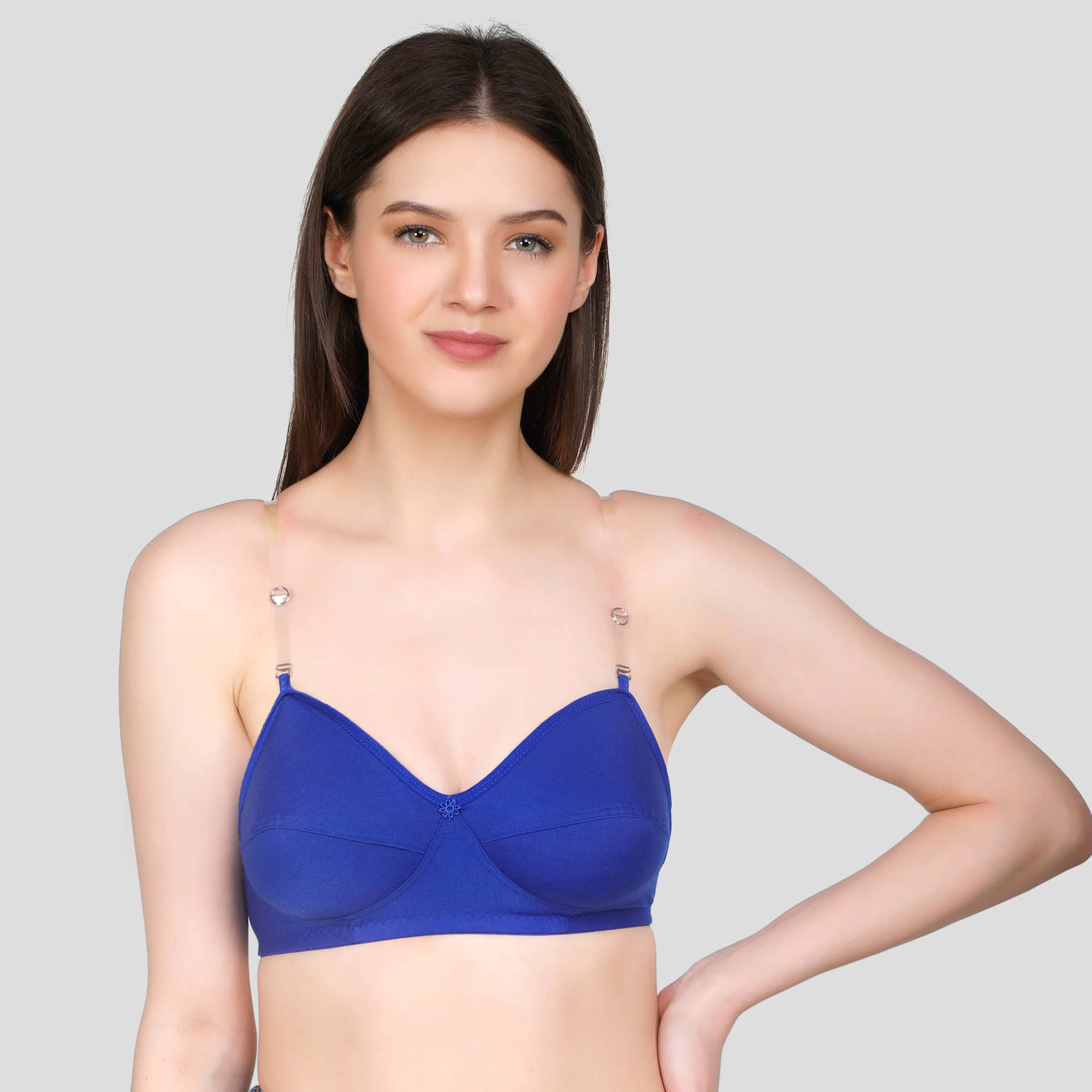 TCG Cotton Blend Non Padded Women's Push Up Bra ( Blue )