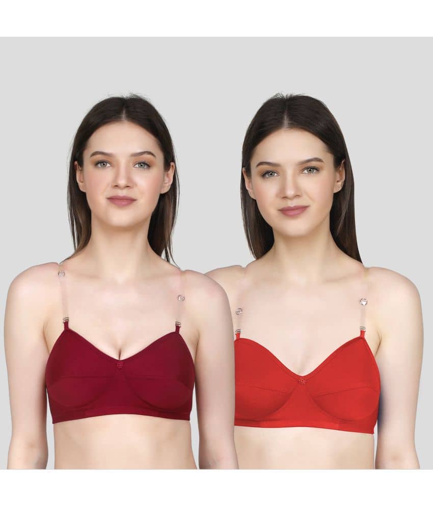 TCG Pack of 2 Cotton Blend Non Padded Women's Everyday Bra ( Maroon )