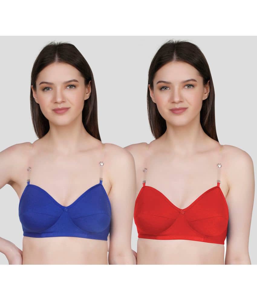 TCG Pack of 2 Cotton Blend Non Padded Women's Everyday Bra ( Red )