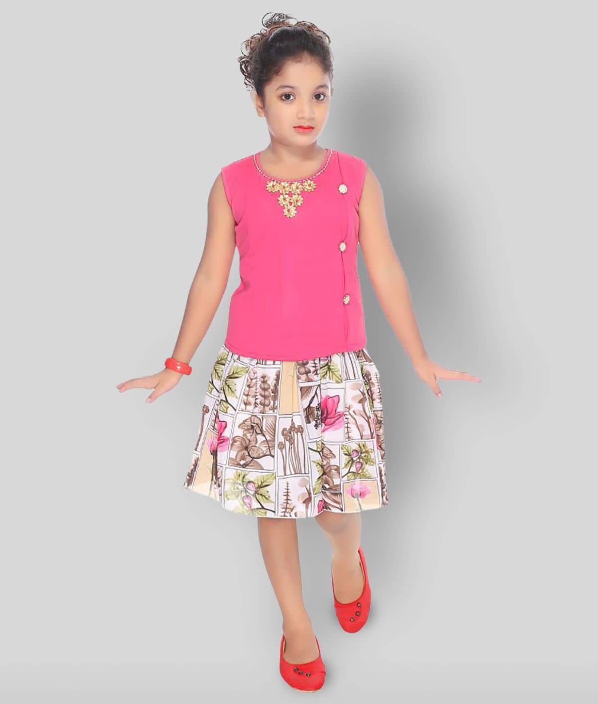 Zadmus Pack of 1 Baby Girls Cotton Blend Dresses ( Pink )