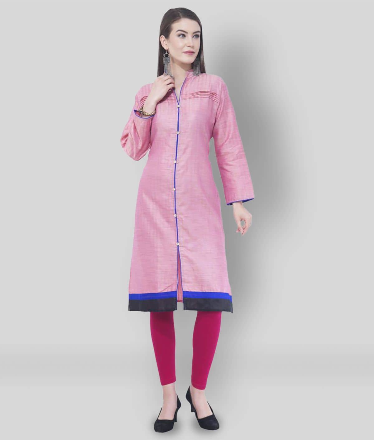 A R Silk - Pink Silk Blend Women's Front Slit Kurti ( Pack of 1 ) - Kurtis, Tunics | Buy online on ZillyBuy
