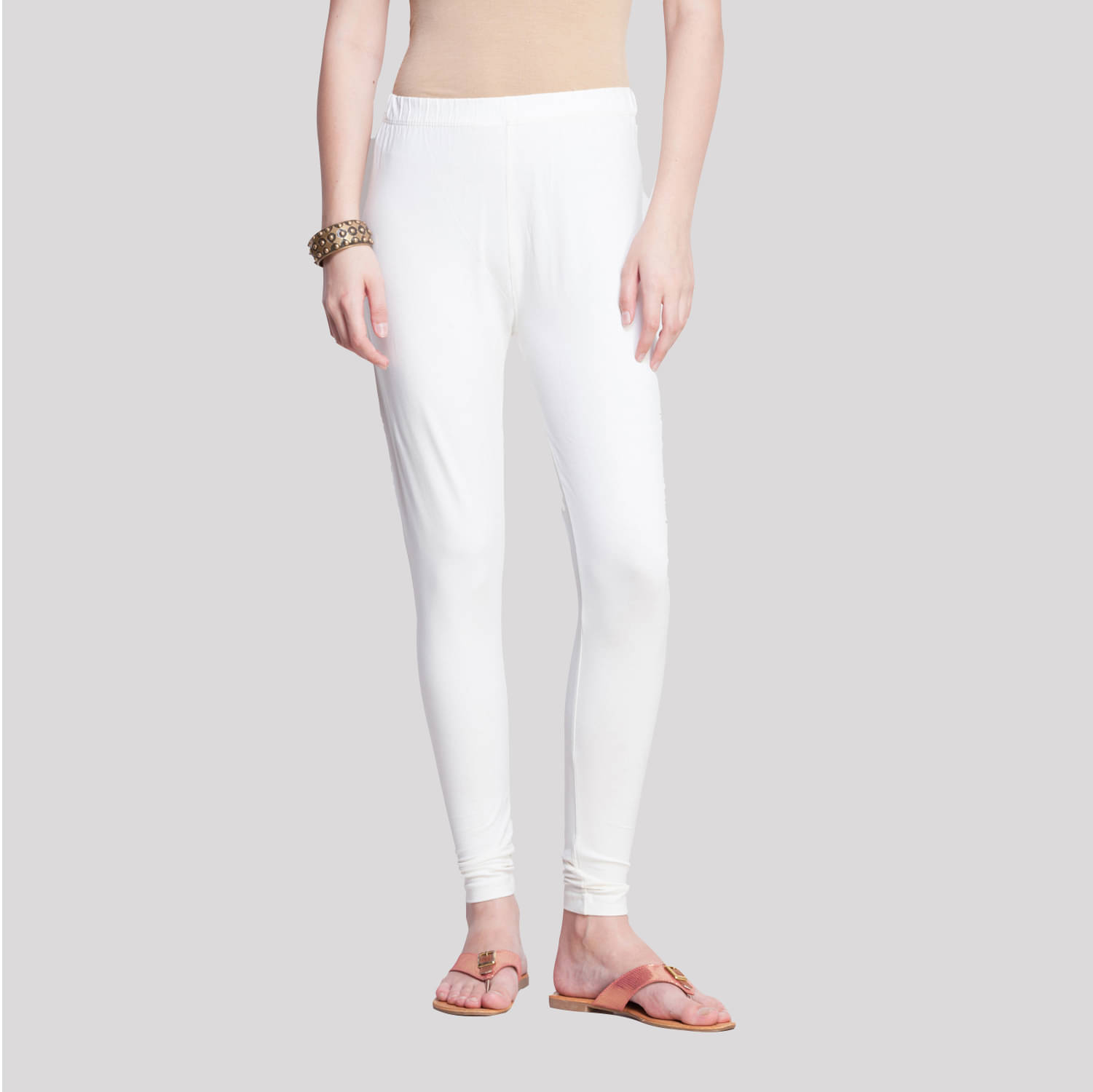 Dollar Missy - Off White Lycra Women's Leggings ( Pack of 1 ) Dollar Missy - Off White Lycra Women's Leggings ( Pack of 1 )