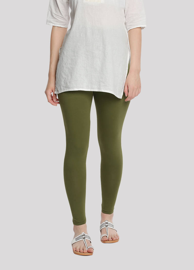     			Dollar Missy - Olive Cotton Women's Leggings ( Pack of 1 )