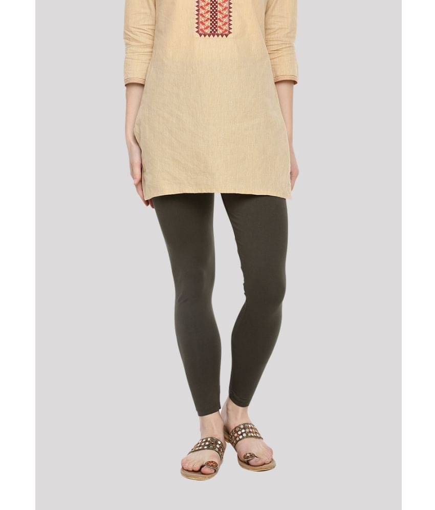     			Dollar Missy - Olive Cotton Women's Leggings ( Pack of 1 )