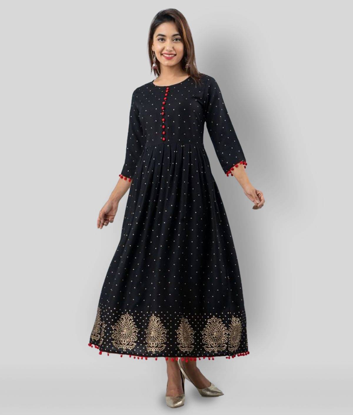 FABRR - Black Rayon Women's Flared Kurti FABRR - Black Rayon Women's Flared Kurti