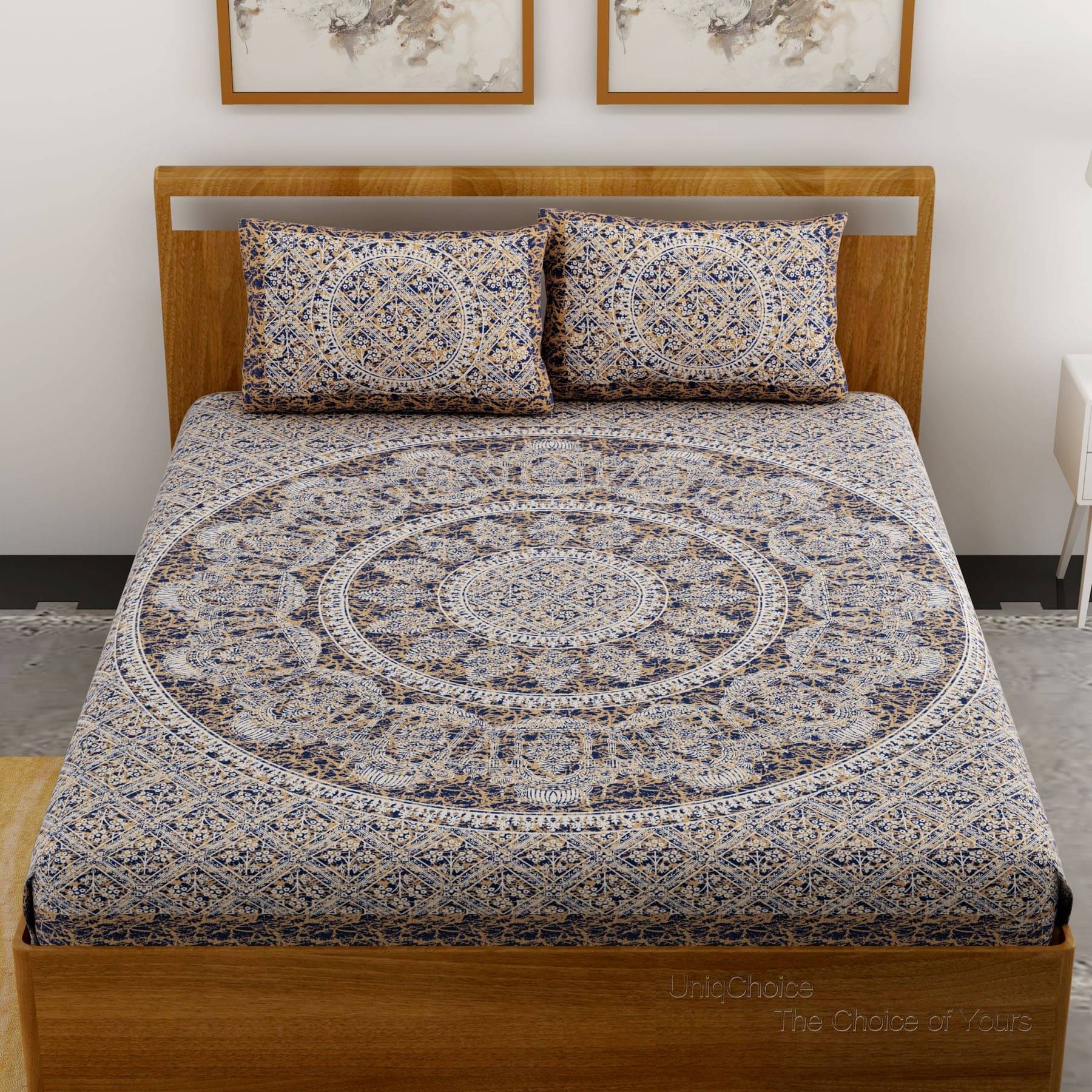     			unique choice Cotton Double Bedsheet ( Blue )