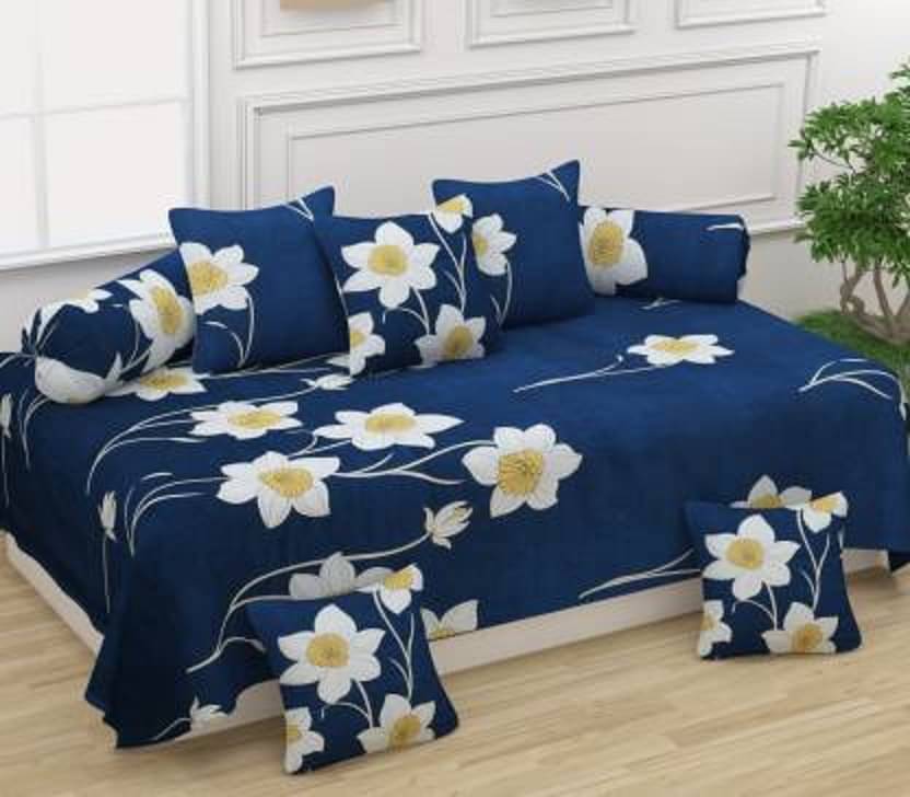 Home Style Polyester Multi Abstract Diwan Set 8 Pcs Set of 3 Home Style Polyester Multi Abstract Diwan Set 8 Pcs Set of 3