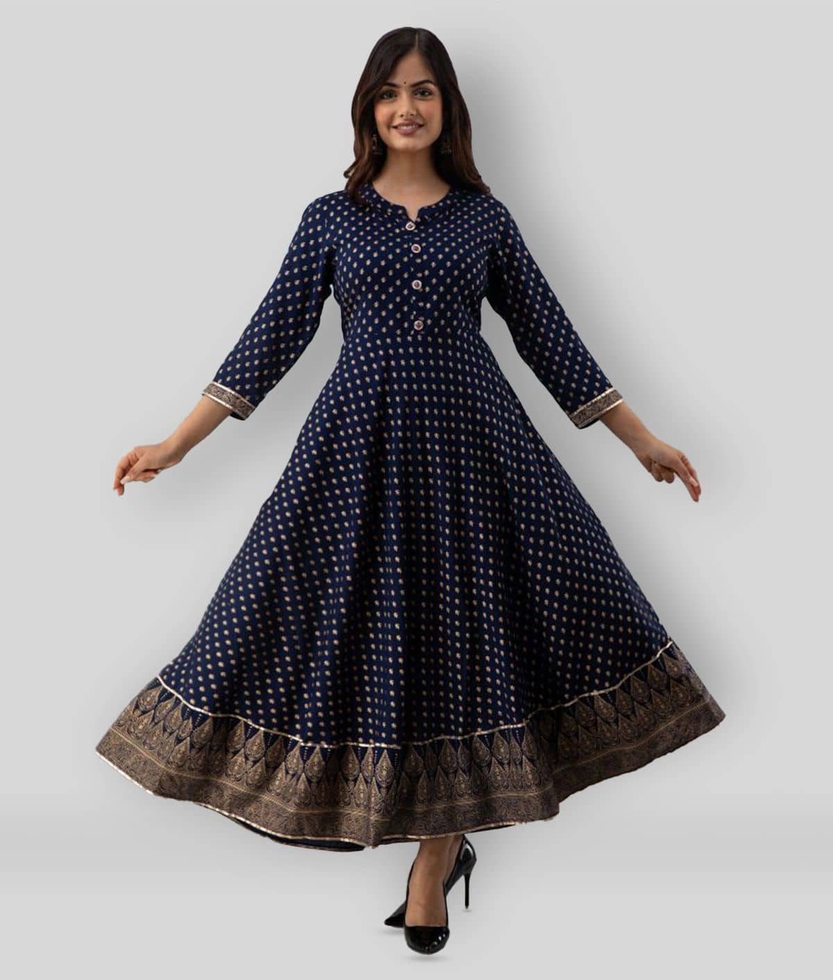 Lee Moda - Blue Rayon Women's Anarkali Kurti ( Pack of 1 ) - Kurtis, Tunics | Buy online on ZillyBuy