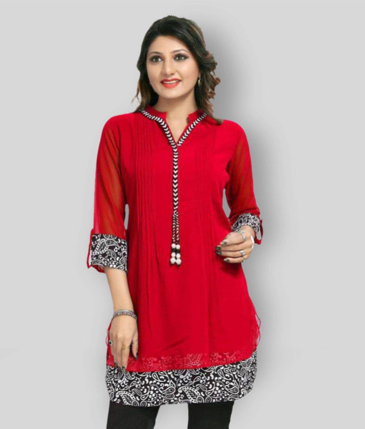 Georgette Short Kurti For Women (Pack of 1)     			Georgette Short Kurti For Women (Pack of 1)