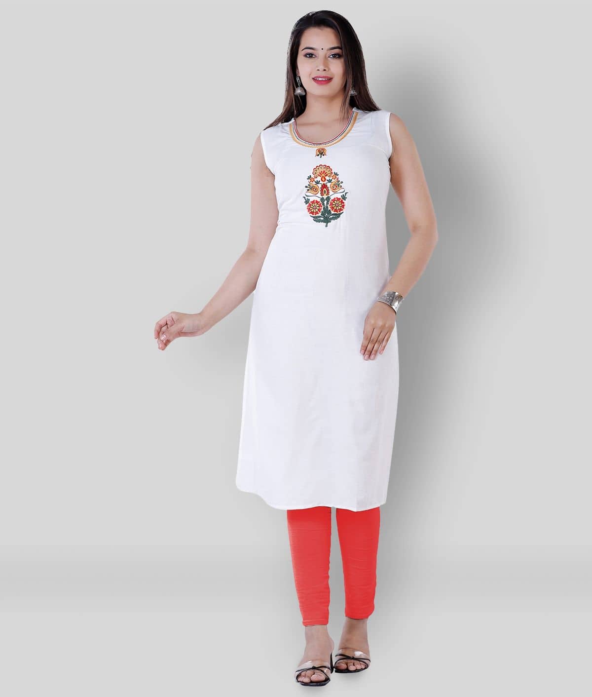 P PRIYA FASHION - White Rayon Women's Straight Kurti ( Pack of 1 ) - Kurtis, Tunics | Buy online on ZillyBuy