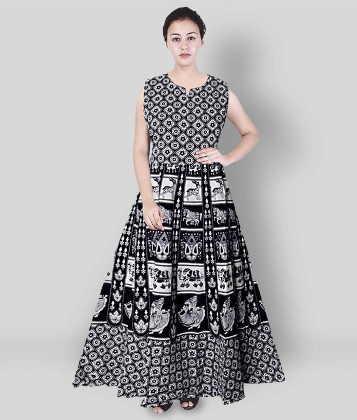     			Rangun Women Cotton Printed Ethnic Dress ( Multicolor )