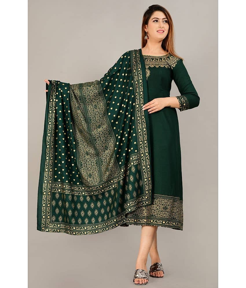 SIPET - Green Rayon Women's A-line Kurti with Dupatta ( Pack of 1 ) - Kurtis, Tunics | Buy online on ZillyBuy