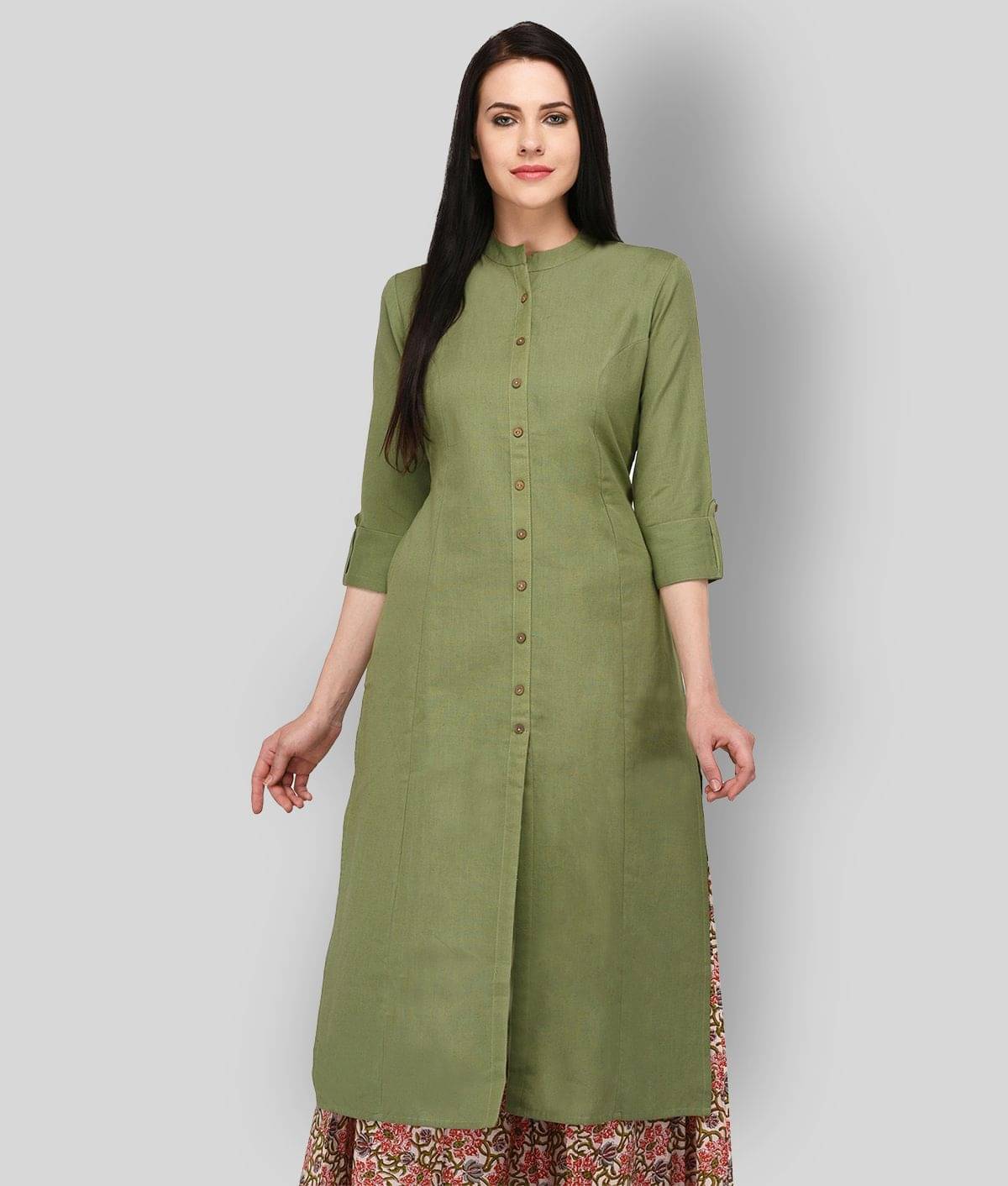     			Pistaa - Green Cotton Women's Straight Kurti ( Pack of 1 )