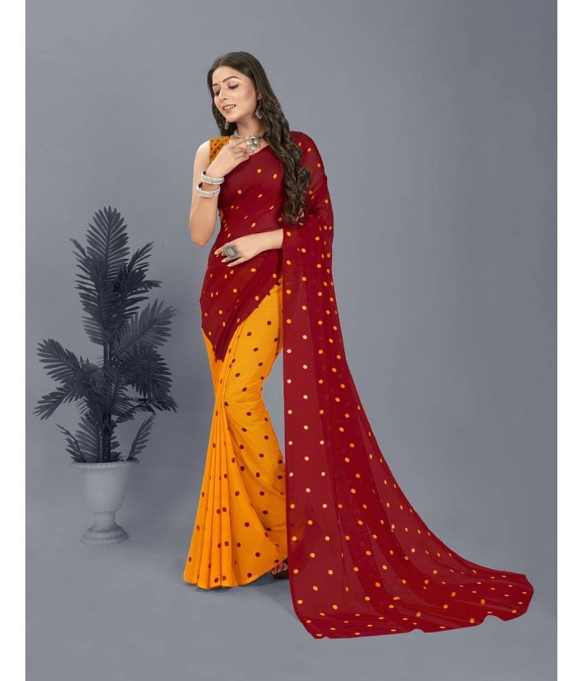     			ANAND SAREES Georgette Printed Saree With Unstitched Blouse Piece ( Red )