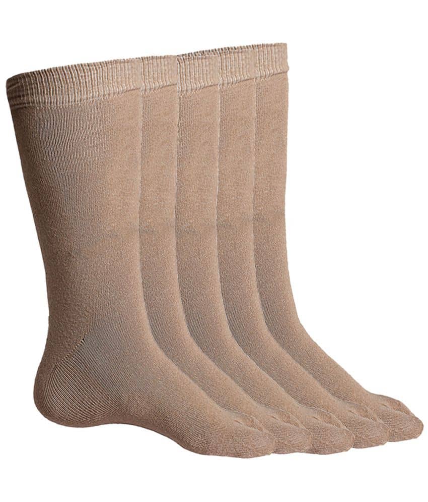Texlon - Beige Cotton Women's Mid Length Socks ( Pack of 5 ) - Socks | Buy online on ZillyBuy