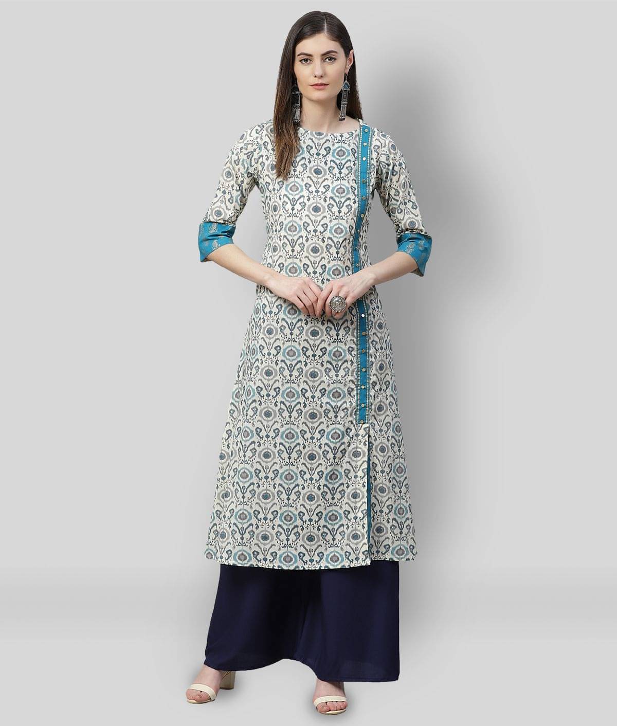     			Yash Gallery Pack of 1 Cotton Printed A-line Women's Kurti - ( Multicolor )