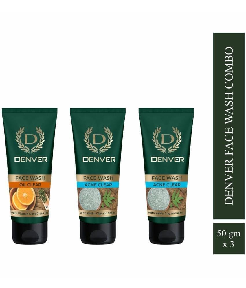     			Denver Oil Clear Face Wash (1Qty) & Acne Face Wash for Men - 50GM Each (2Qty) - (Combo Pack of 3)