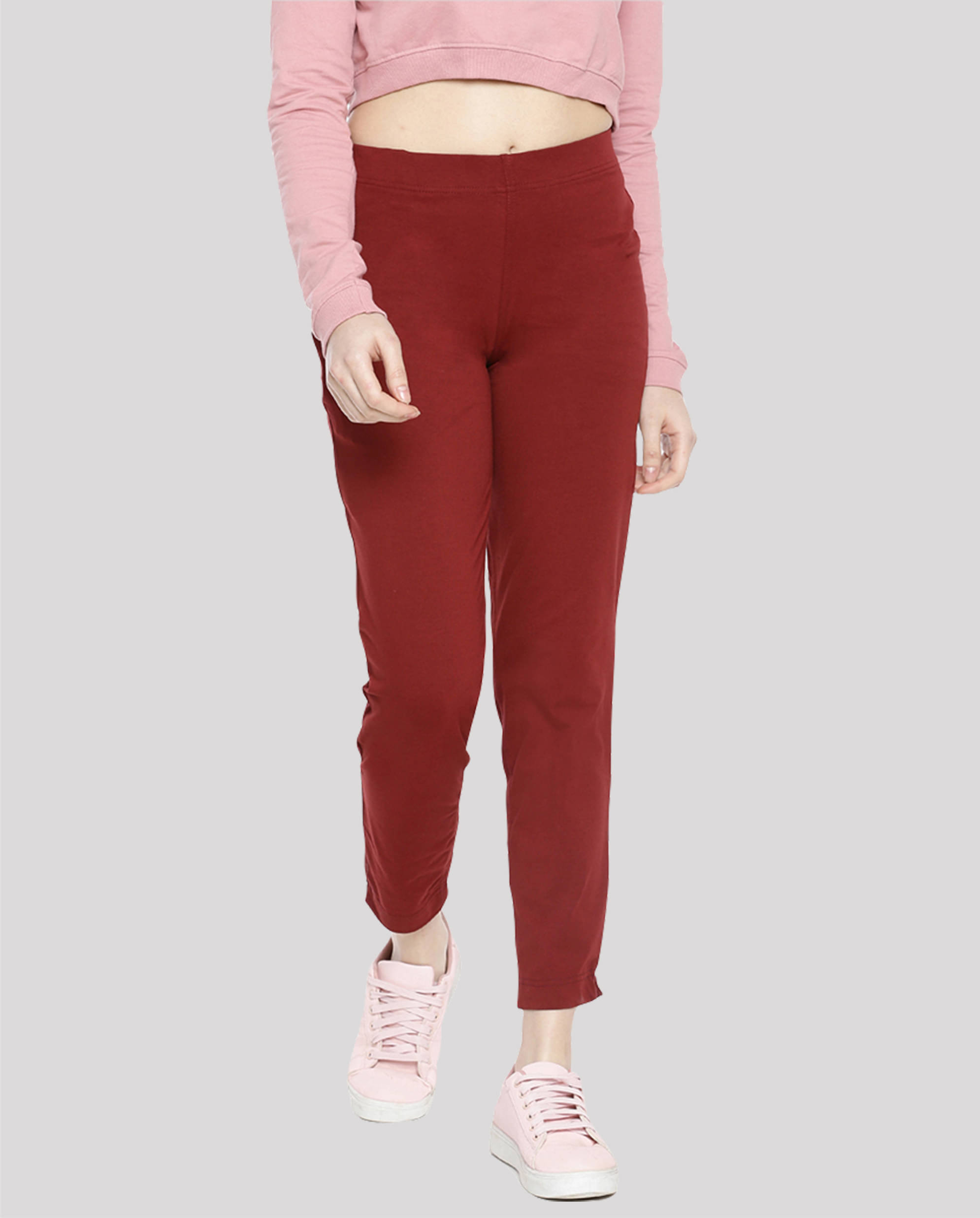     			Dollar Missy - Maroon Cotton Straight Women's Casual Pants ( Pack of 1 )