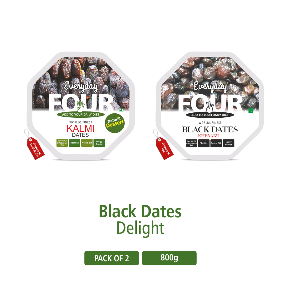     			Everyday Four Black Dates 400g + Kalmi (Safawi) 400g | Combo Pack |