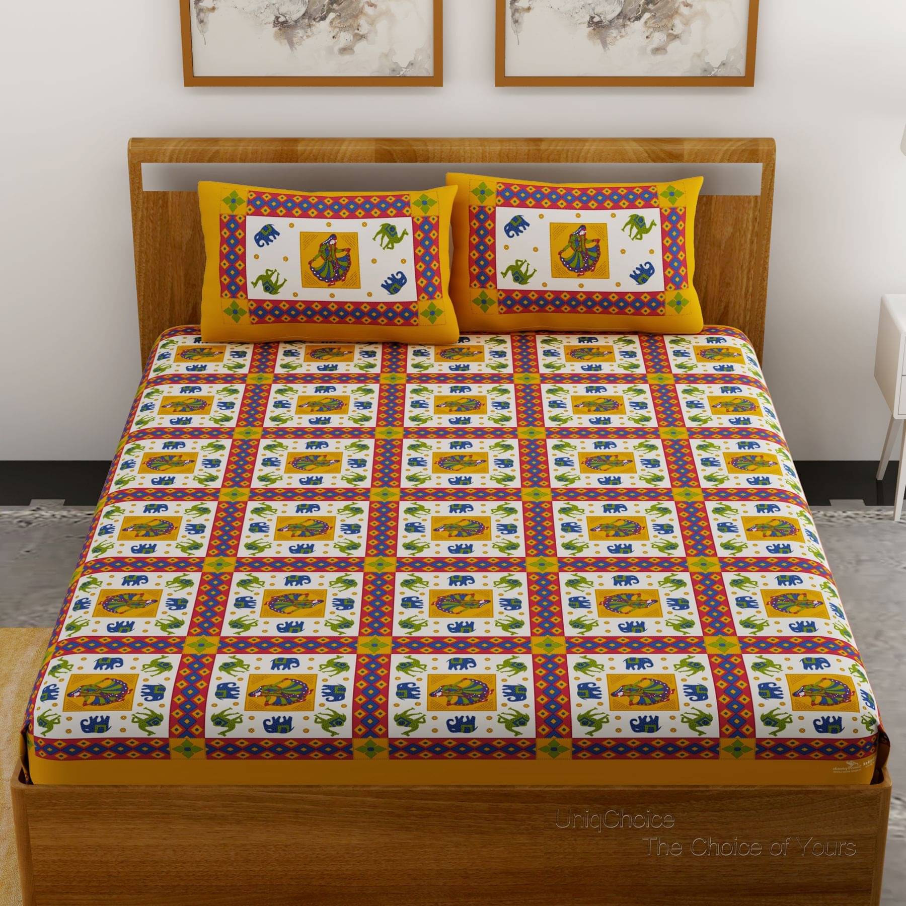     			unique choice Cotton Double Bedsheet ( Yellow )
