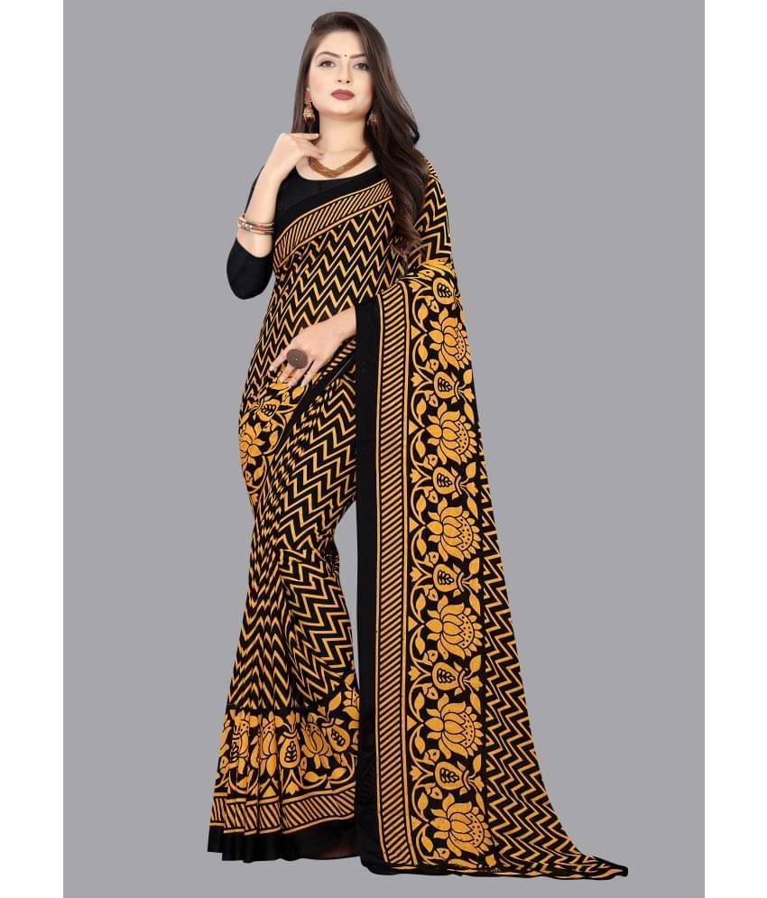     			ANAND SAREES Georgette Printed Saree With Unstitched Blouse Piece ( Yellow )